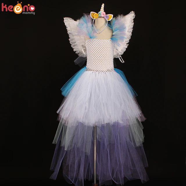 Robe Licorne À Longue Queue Pour Filles, Tenue De Fête D'anniversaire,  Élégante, Costume De Princesse De Carnaval, Bandeau, Arc-en-ciel Pastel -  Robes - AliExpress