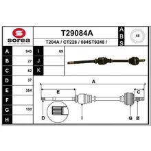 Привод правый 942mm ABS\ Peugeot 806, Citroen, Fiat 1.9TD/2.0 ME