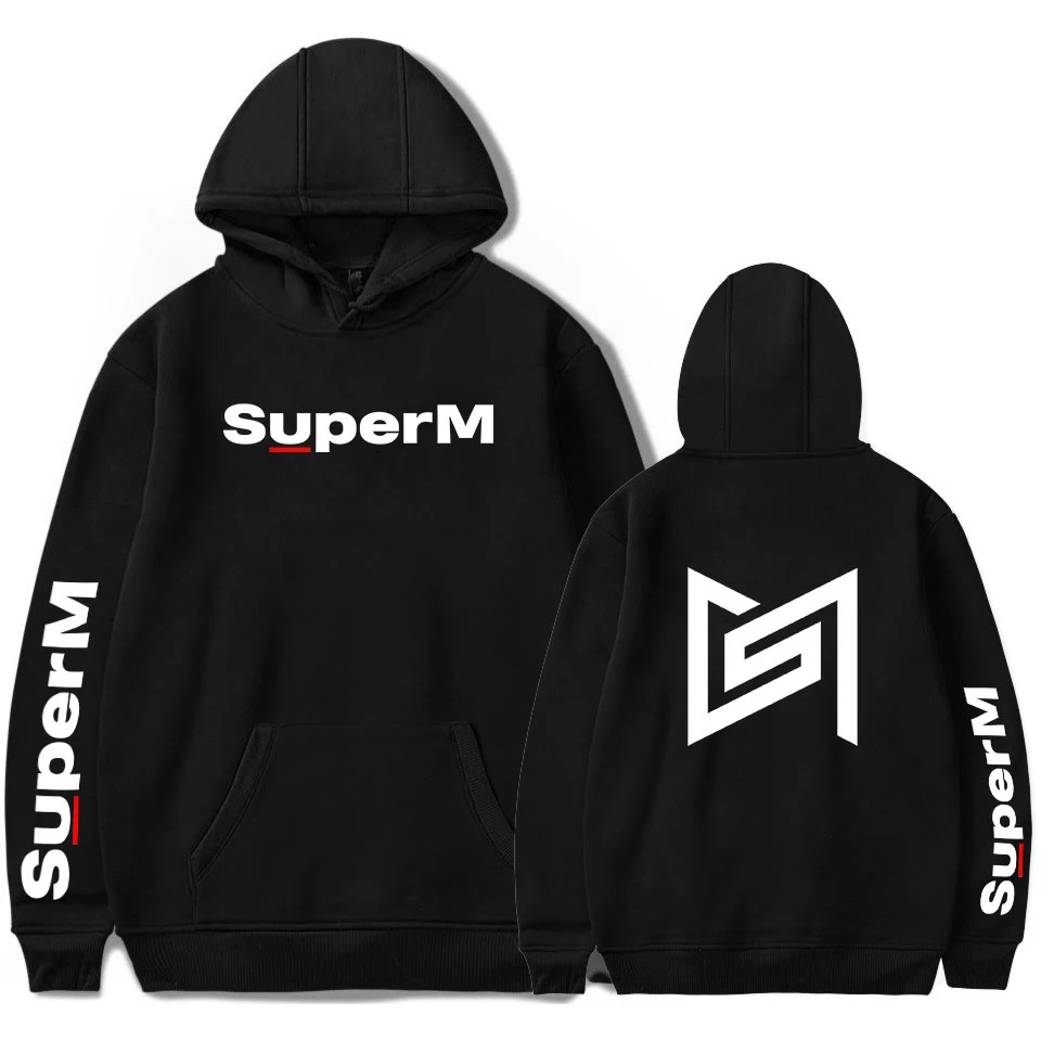 Популярная Толстовка SuperM, модная женская мужская толстовка, Осень-зима, для мальчиков и девочек, пуловер, певица, белая удобная куртка