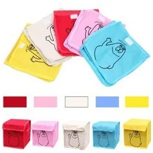 

Wholesale free shipping Cute cartoon multicolour non-woven fabric foldable/portable home-use storage box/organizers for sundries