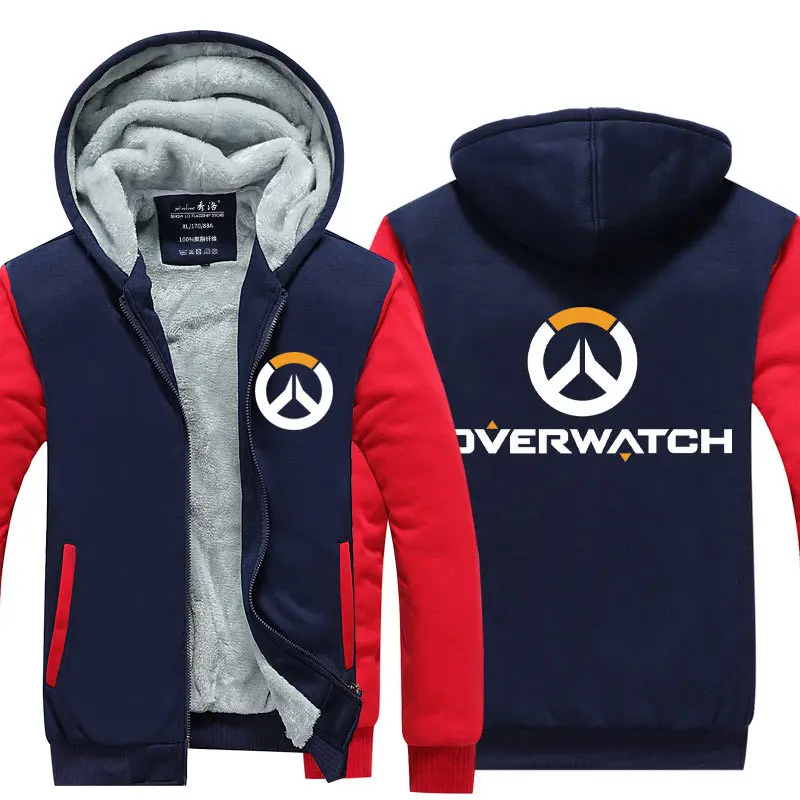 OW Overwatch Mercy Dva Mei на молнии плотная флисовая зимняя куртка уличная Толстовка спортивная верхняя Толстовка с капюшоном костюм для косплея - Цвет: Blue and Red 3