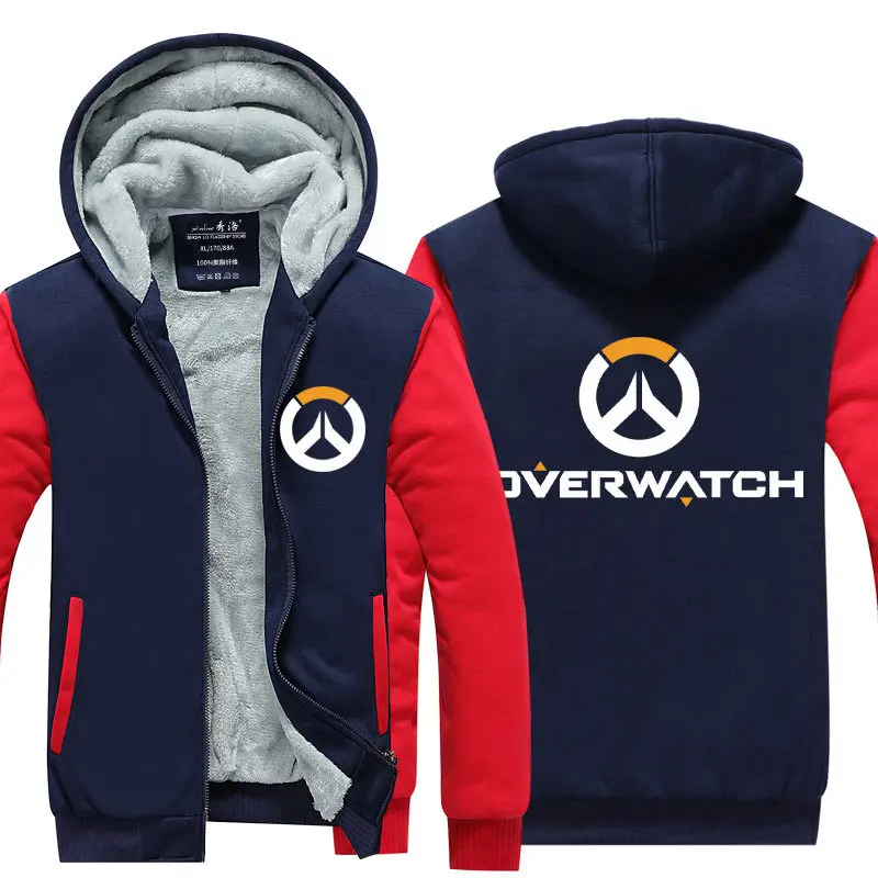 Blue and Red 3 OW Overwatch Mercy Dva Mei на молнии плотная флисовая зимняя куртка уличная Толстовка спортивная верхняя Толстовка с капюшоном костюм для косплея - Цвет: Blue and Red 3