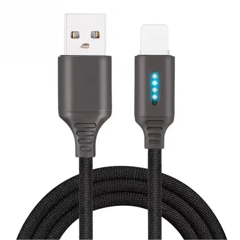 

Applicable Apple Android Type C Horse Race Lamp Shining Data Cable Nylon Aluminium Intelligent Automatic Power Charging Cable