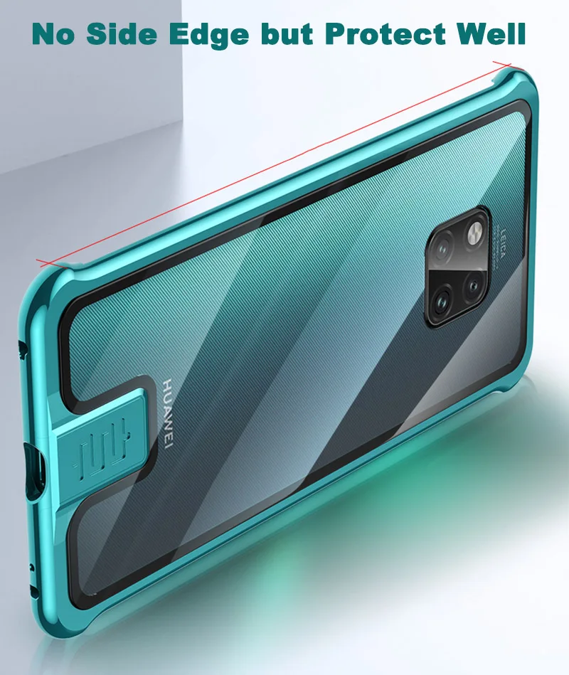 Новое поступление, чехол для телефона huawei mate 20 Pro, роскошный алюминиевый бампер, прозрачное стекло, полное покрытие, пуш-ап