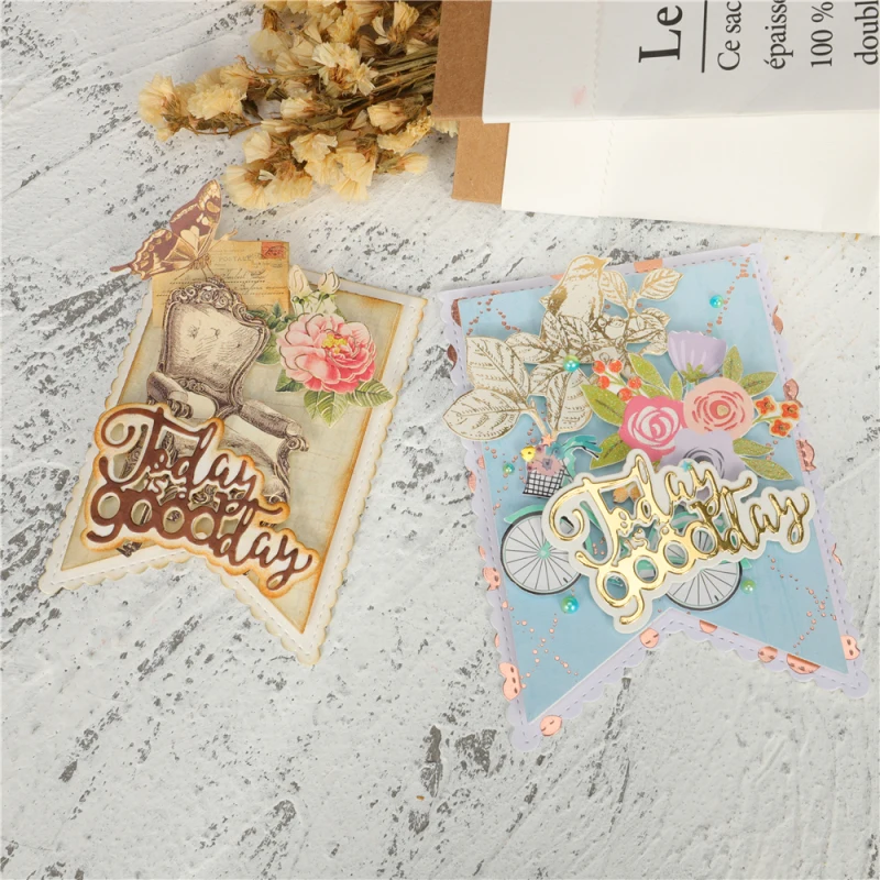 Banners Metal Cutting Die Stencil Template 5Pcs for DIY Embossing Paper Photo Album Cards Making Scrapbooking metal cutting dies craft stencil embossing cutting die scrapbook die cutter cutting dies