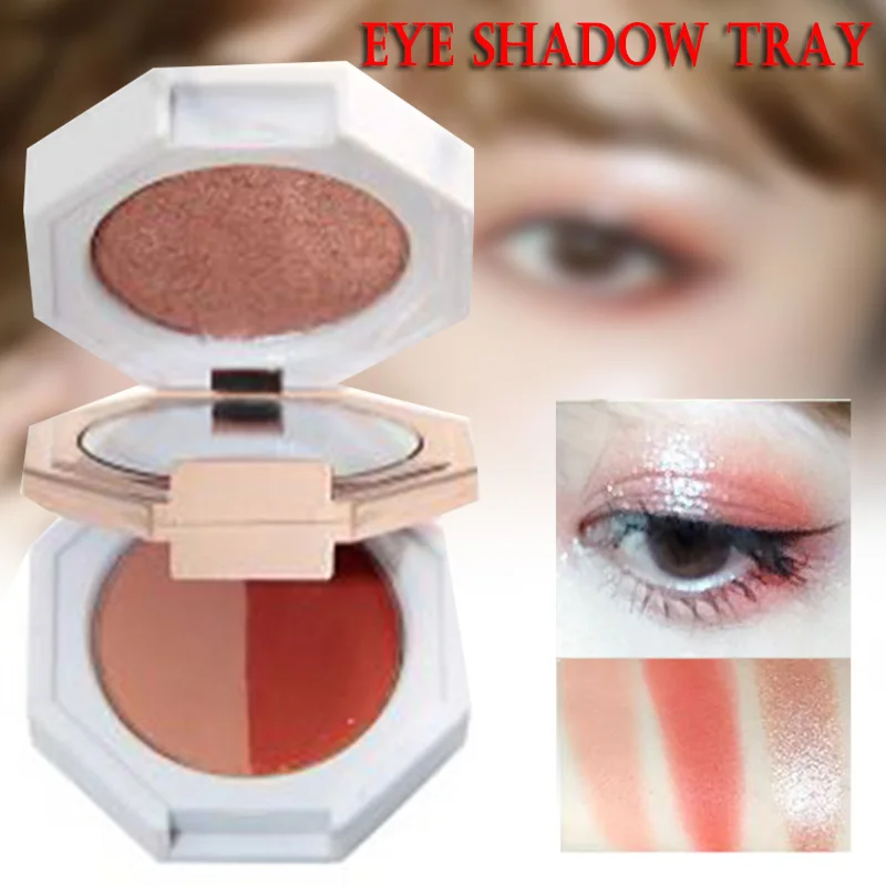 Double Layer Eyeshadow Palette Foldable Marble Effect Pearly Lustre Eye Shadow Case CJ666