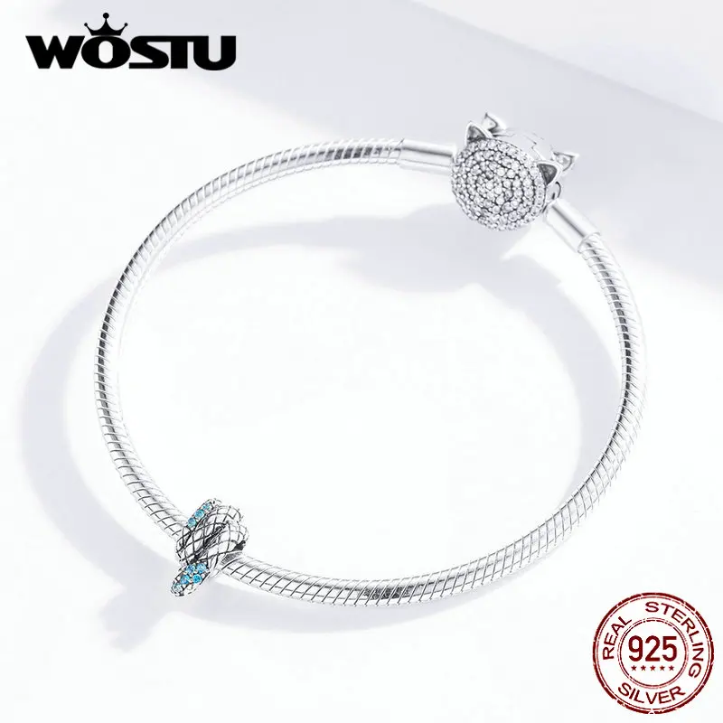 WOSTU,, 925 пробы, серебро, Ретро стиль, змеиная текстура, подвески, подходят для оригинального браслета, кулон для женщин, ожерелье, сделай сам, ювелирное изделие, BKC1351