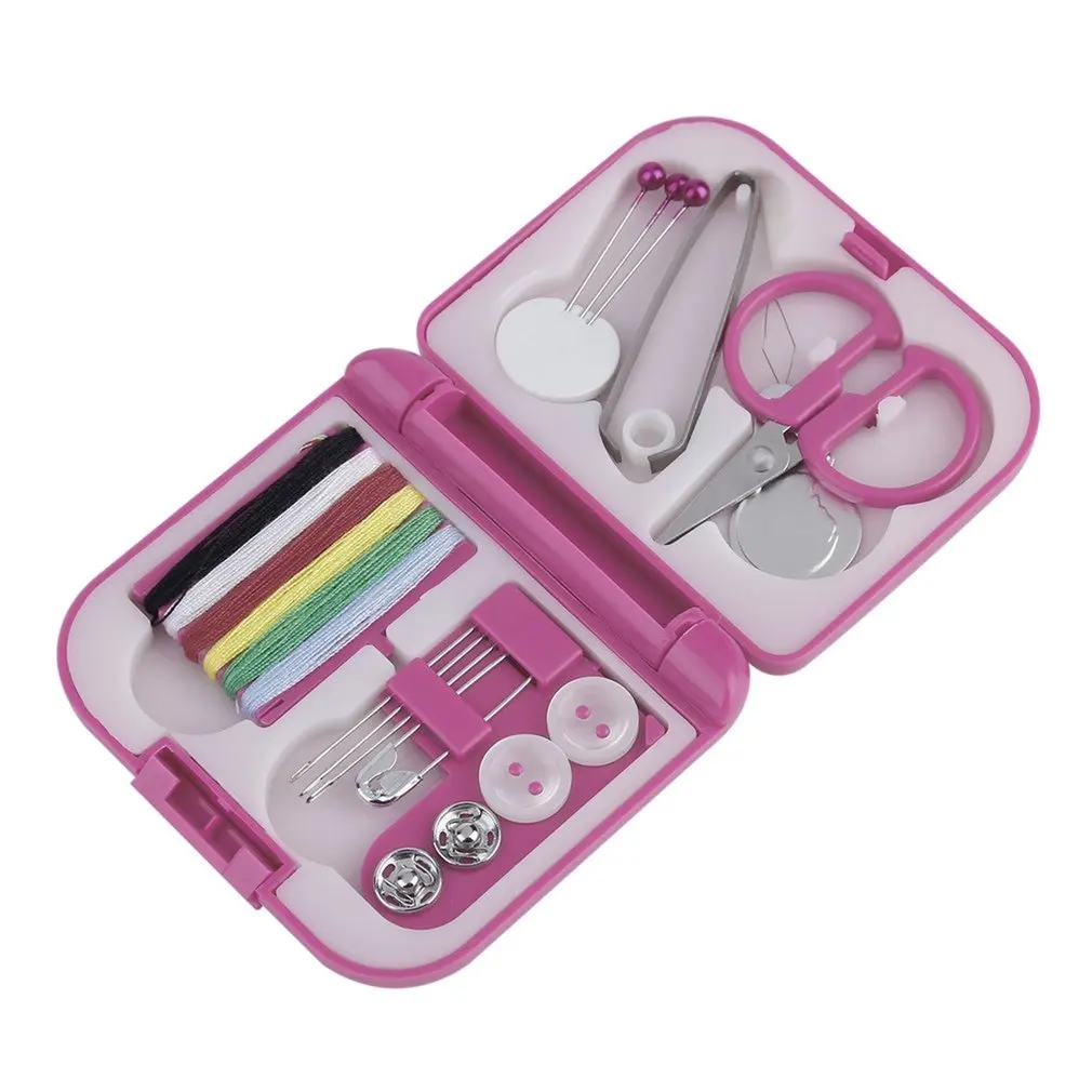

Portable Travel Sewing Kits Box ABS Plastic Needle Threads Scissor Compact Design Travel Thimble Home Tools 7*6.5*2cm