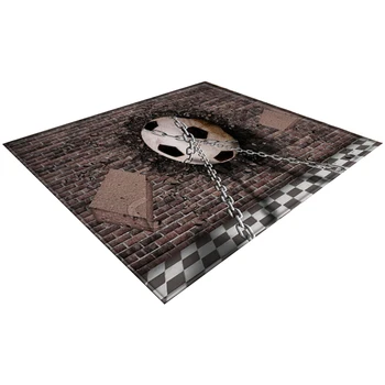 

1pc 150x100cm Mat Brickwork Chain Soccer Patten Decorative Area Rug Carpet for Hallway Entrance