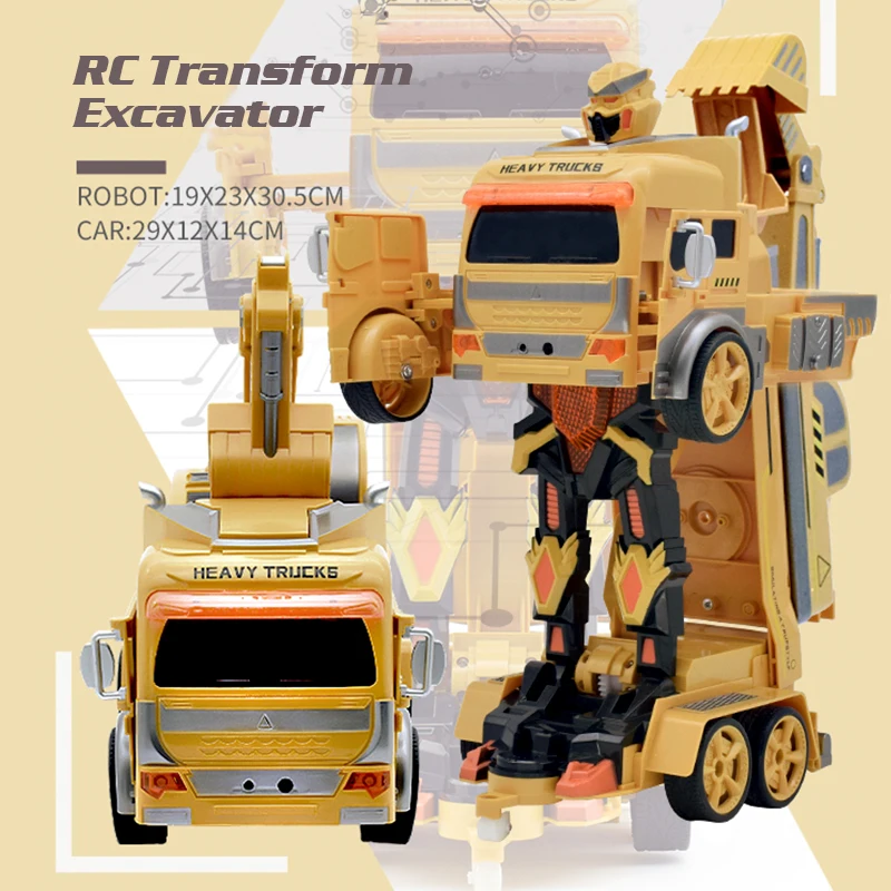 Remote Control Trasform Cars Machine on the Control Panel RC Tractor Truck Excavator Robotic Toys for Kids Dropship