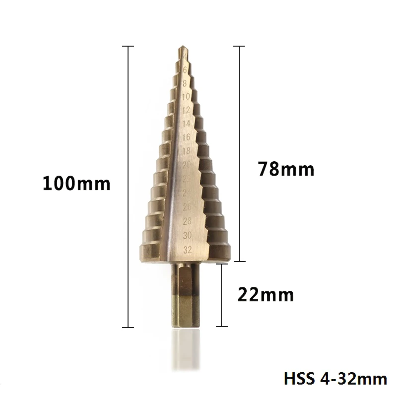 3 шт. 4-12 4-20 мм 4-32 мм TiCN Coated набор ступенчатых сверл HSS Core сверло треугольный хвостовик шаг конусное сверло строгий Дырокол - Цвет: 1pc 4-32mm