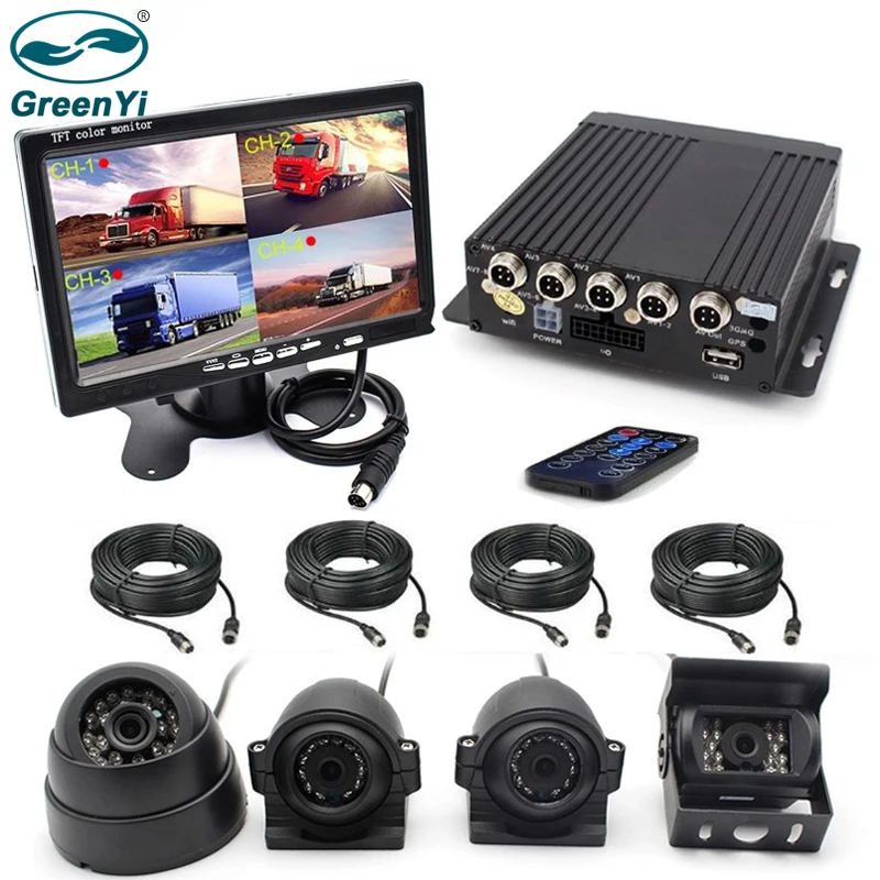 GreenYi 4 сбоку камеры 7 дюймов Автомобильный монитор канала AHD 720P H.264 Мобильный DVR