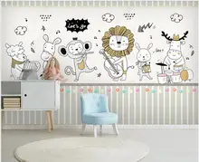 

3d wallpaper for walls in rolls hand drawn cute animals Decoration bedroom custom mural 3d photo wallpaper on the wall