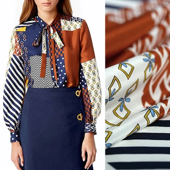 

137CM Wide 16MM Special Print Silk Crepe De Chine Fabric for Summer Dress Blouse Skirt Shirt Pants DE1328