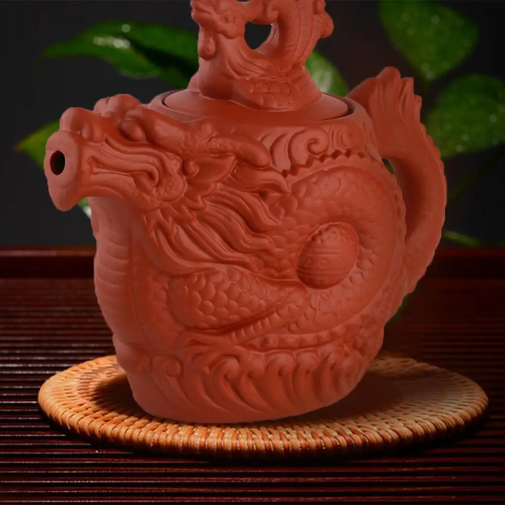 Ceramic Teapot Tea Pot Tea Set Dragon Phoenix Tea Kettle Tea Infuser Purple Clay 