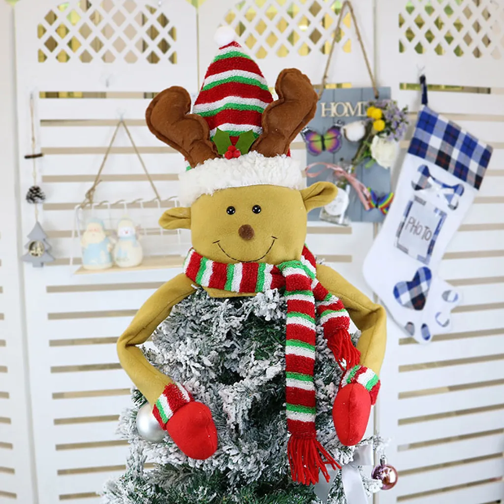Макушка для новогодней елки, милые топики с узором шапка зимняя украшения на дерево для вечеринок старика снеговик украшение "Лось" Рождественские украшения#25