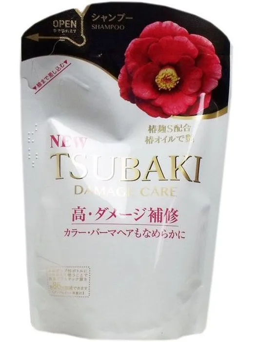 Shiseido TSUBAKI Damage Care Шампунь для поврежденных волос с маслом камелии мягкая упаковка