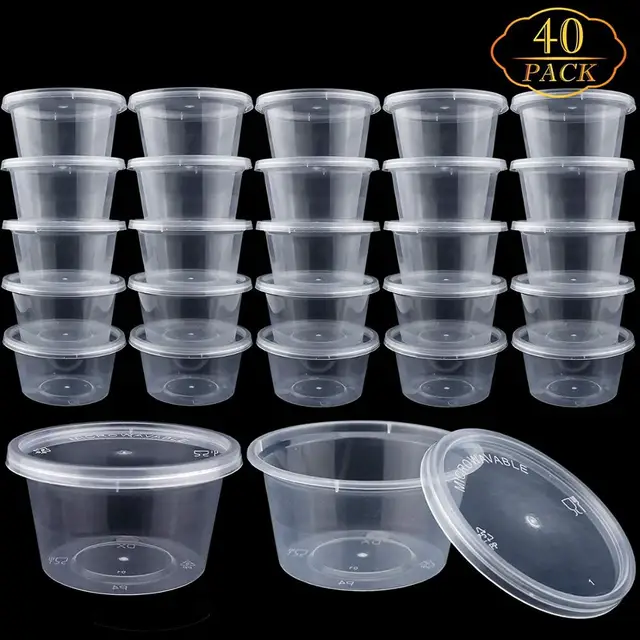 Bcloud 12Pcs Clear Slime Storage Round Plastic Box Container Foam Ball Cups  with Lids