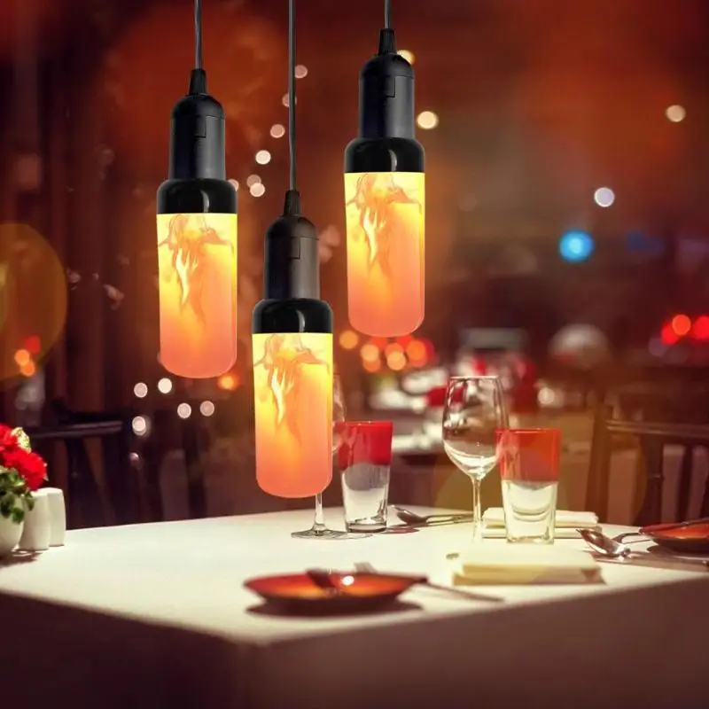 LED Flame Lantern Lamps Simulated Fireplace AA Battery Courtyard Room Decor Flame Effect Light Bulb Wind Light Home Vintage