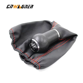 

5 / 6 Speed Red stitching Car Leather Gear Shift Knob Gaiter Boot Cover Case for Volkswagen Golf 3 MK3 LUPO POLO Long type 12mm