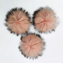 2 шт./лот, натуральный розовый меховой шар, съемный мех енота, помпон для вязаных шапок, шапки Skullies Beanies, аксессуары для одежды, подарок