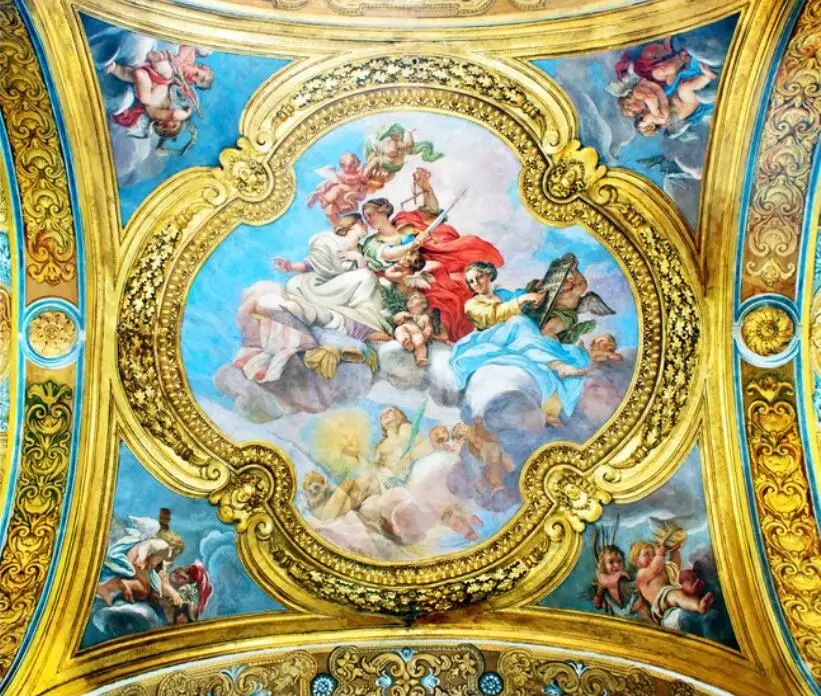 arte europeia teto telhado 3d mural papéis para sala estar
