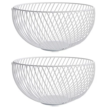 

2 Packs of Fruit Bread Basket Display Stand Two Packs,Modern Kitchen Fruit Bowl,Metal Wire Fruit Basket - Living Room,Kitchen,