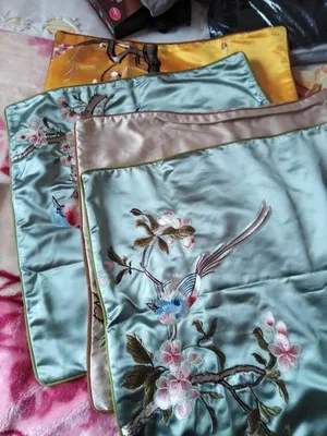 Классическая вышивка птица подушка с внутренней подушкой вышивка сатиновая подушка стул декоративная для подарка