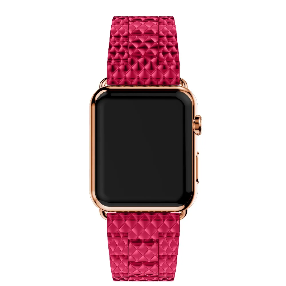 Красная роза Сталь ремешок для apple watch, ремешок 42 мм, 38 мм,/44 мм/40 браслет, ремешок для наручных часов iWatch, 4/3/2/1 наручных часов iwatch 38 мм полосы 42 мм