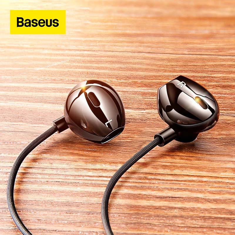 Baseus Wired Earphones Bass Stereo Earbuds Earphone With Mic Sport