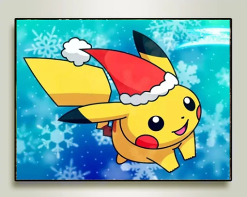 

AMTMBS DIY Digital Painting Cartoon Pikachu Pokemon Canvas Painting Living Room Mural Art Painting Home Decoratio Christmas Gift