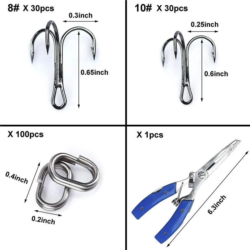 169pcs/set stainless steel Split Rings fishing Pliers with Metal