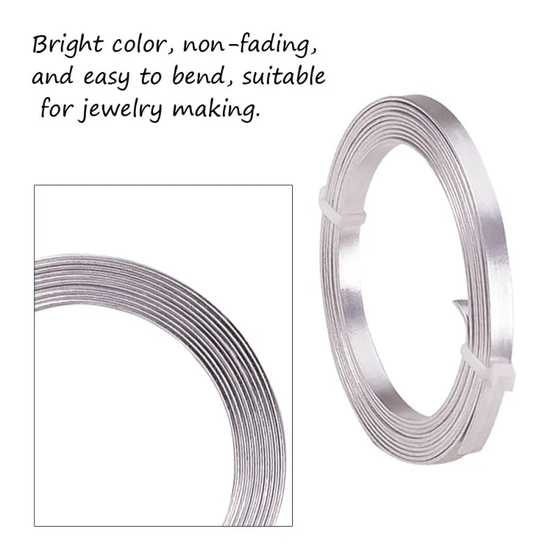5Rolls Flat Aluminum Wire Bezel Strip Wire for Cabochons Jewelry