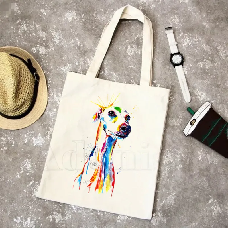 

Greyhound Dog Animal Pet New Arrives Art Canvas Bag Totes Simple Print Shopping Bags Girls Life Casual Pacakge