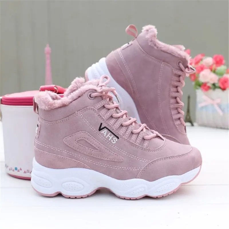 Зимние кроссовки Женские зимние ботинки Меховые теплые лоферы Chaussure Femme