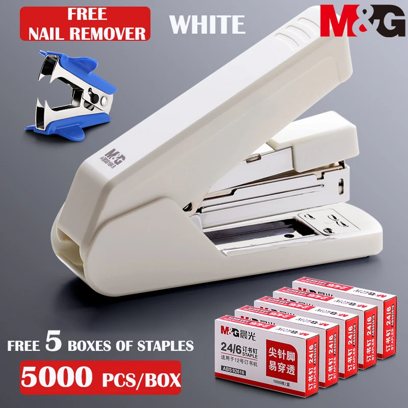 M&G Heavy Duty Stapler Effortless Paper Stapling Machine 50 Sheet School Office Supply Stationery Staples Power Saving Stapler hand stapler metal stapler
