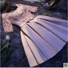 BacklakeGirls сексуальное платье с круглым вырезом с короткими рукавами на шнуровке Короткие Встреча выпускников/корпоративы Выпускной мини-платье без рукавов, атласное платье, Vestidos De Fiesta