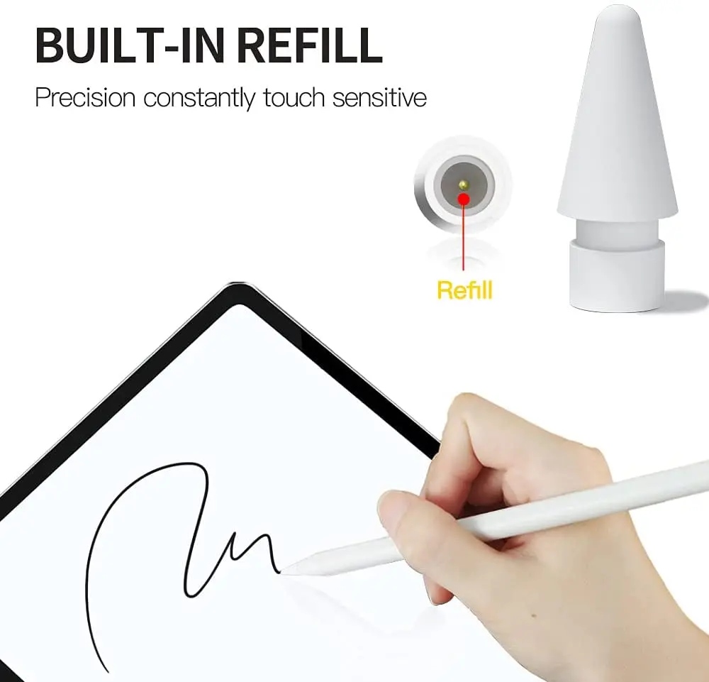 Replacement Tips Compatible For Apple Pencil 2 Gen iPad Pro Pencil - iPencil Nib for iPad Pencil 1 st/Pencil 2 Gen White 4 Pack