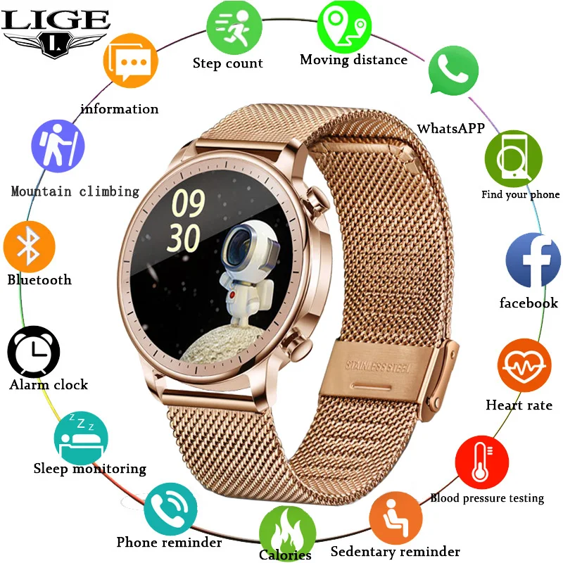 

LIGE 2020 New Smart Watch Men Heart Rate Blood Pressure Multifunction Sport Smartwatch Pedometer IP67 Waterproof Fitness Tracker