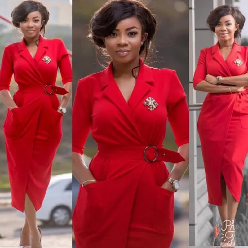 

2019 Spring Summer Vintage Elegant Wear to Work with Belt Bodycon Vestidos Business Party Bodycon Office Lady Career Women Dress