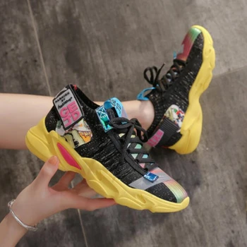 

NEW Women Chunky Sneakers Platform Thick Sole Ladies Casual Vulcanize Shoes Web Celebrity Dad Female Fashion Sneaker Designer W5