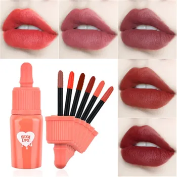 

Hot Sales Waterproof Nude Matte Velvet Glossy Lip Gloss Lipstick Lip Balm Sexy Red Lip Tint 4 Colors Women Fashion Makeup Gift