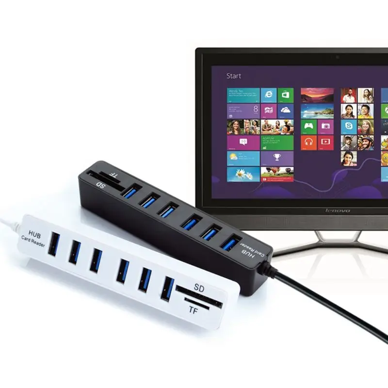 Высокоскоростной USB 2,0 концентратор комбинированный 6 портов расширитель Мульти USB разветвитель с SD/TF кард-ридер для ПК компьютер планшет аксессуары