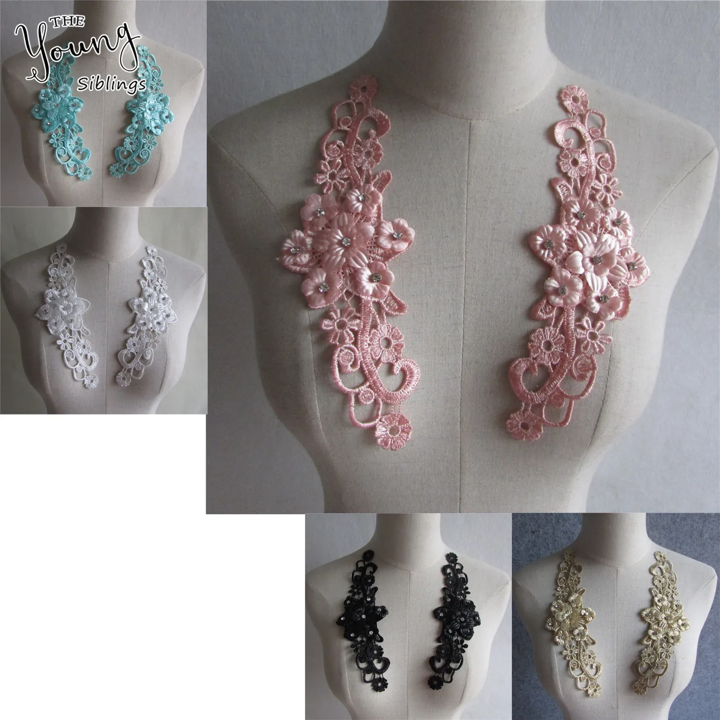 

High quality Embroidery Lace Collar Decorated Sewing Lace Neckline DIY Craft Clothing Accessories YL589-YL593 a pair for sale