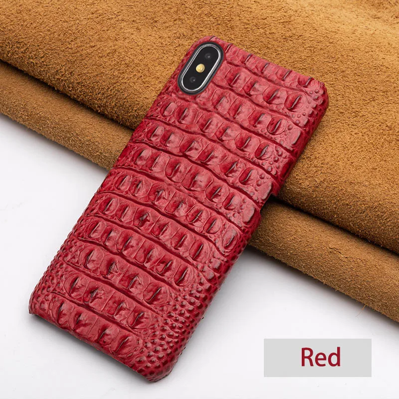 Роскошный чехол для телефона из воловьей кожи для iPhone Xr 6 6s 7 8 Plus X Xs Max чехол с крокодиловой текстурой для 6p 6s p 7p 8p чехол - Color: Red Back