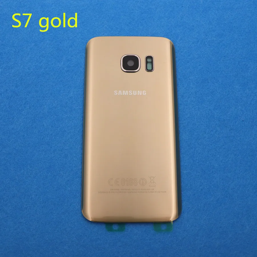 S7 Gold Новая задняя панель стеклянная задняя крышка батарейного отсека для samsung Galaxy S7 G930 G930F G930FD S7 Edge G935 G935F G935FD+ наклейки объектив камеры - Цвет: S7 Gold