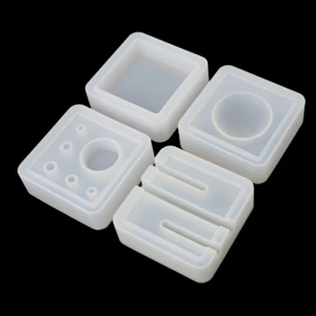 

4Pcs Silicone Mold Card Storage Pen Holder Pencil Holder Ashtray Epoxy Resin Casting Mold Office Desk Ornaments Handmade