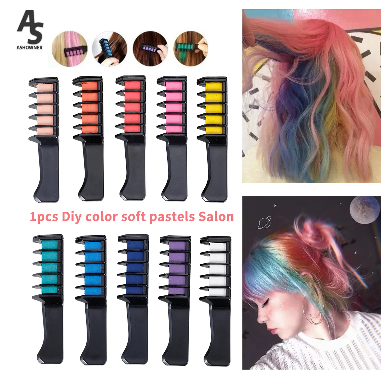 10 Color Hair Chalk for Girls Makeup Kit Comb Temporary Washable Hair Color  Dye for Kids Birthday Halloween Christmas Gifts - AliExpress