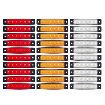 

10X Red + 10X Amber + 10X White 12V 24V LED 6 Side 6 SMD Marker Rear Light Truck