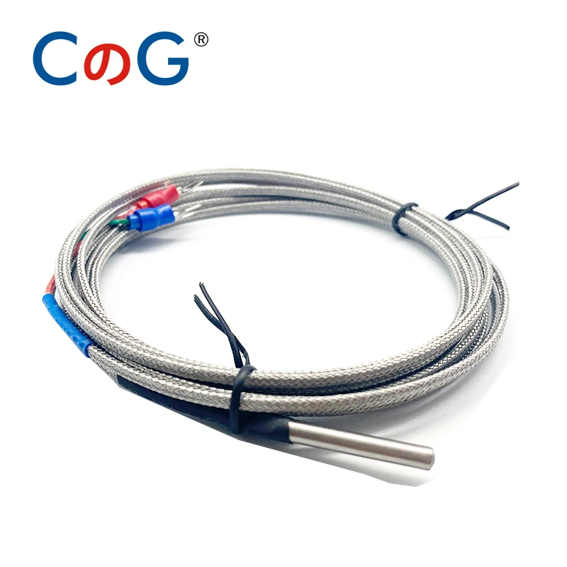 

CG 4mm*30mm K J PT100 1m 2m 3m 5m 10m Probe Type Shielded Braide Wire Thermocouple Temperature Sensor For Temperature Controller